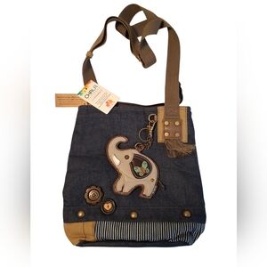 Chala Denim Crossbody with Elephant Coin Pouch